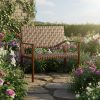 product-open-bf00d8aa10ab4fdfab9a52aec65061c9-goods MULTIGOT Hand-Woven PU All-Weather Outdoor Bench with Solid Rubber Wood Frame - Heavy-Duty 400lb Capacity Patio Loveseat Chair, Wide Backrest & Armrests, Brown Wicker-Like Texture, Low-Maintenance Garden Furniture for Porch, Deck