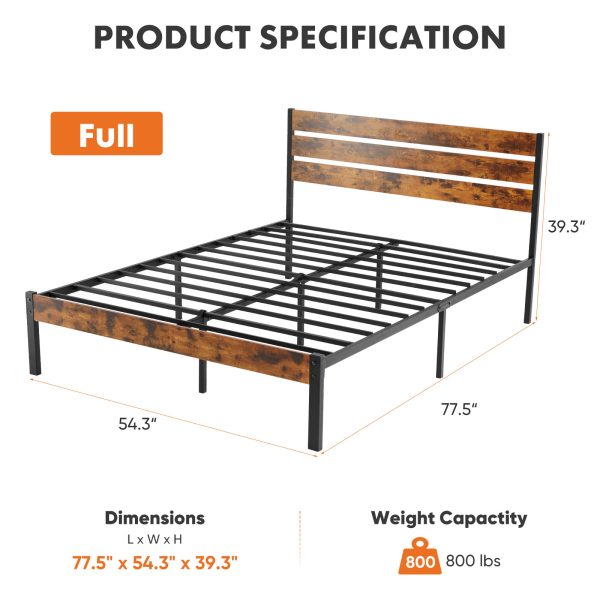 product-open-bf20d862fa3849ada5013016a0a7281a-goods Modern All-Metal Bed Frame with Headboard And Footboard – Tool-Free Assembly, Underbed Storage, No Box Spring – Available in Queen, Full, And Twin Sizes