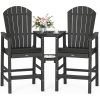 product-open-bf76f8303b1c4b52822c2e876d8f3a9e-goods 2pcs High-legged Adirondack Chair Set, All-weather High-density Polyethylene (HDPE) Bar Stool, Outdoor Chair with Double Tray and Parasol Opening, Suitable for Balconies, Poolside, Backyards, and Patios.