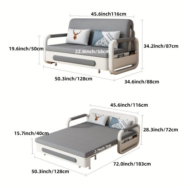 product-open-bf8a37b530724127ab0644286dfcff58-goods Contemporary Expandable Couch, Dual-Purpose Sofa Bed, Living Room Sofa Featuring Storage Recliner, Convertible Bed Sofa, Gray Fabric Sofa