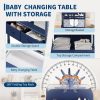 Height-Adjustable Baby Changing Station on Wheels - Compact Design, Two Storage Drawers, Quality - Portable And Space-Efficient Nursery Organizer for Infants And Newborns