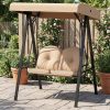 product-open-c00166da6eb64290b3f5c76f6d61d61f-goods Outdoor 2-Person Porch Swing, Cushioned Loveseat Swing with Stand, Adjustable Canopy and Heavy-Duty Metal Frame for Porch, Backyard, Garden