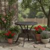 31. 5-Inch Cast Aluminum Dining Table, Round Bistro Table W/ 1. 96-Inch Umbrella Hole & Adjustable Leveling Feet, Robust Metal Patio Table for Backyard & Porch