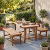 product-open-c096fd0da2a347c288e908782779346a-goods 2pcs 41.5-Inch Outdoor Wood Bench Set, 2-Person Backless Patio Dining Bench with Slatted Seat And Raised Edges, 530 Lbs Weight Capacity, Rustic Loveseat for Entryway And Living Room