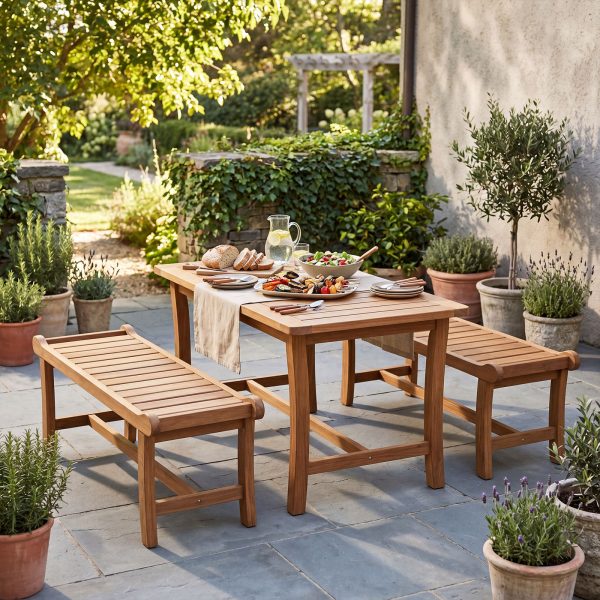 product-open-c096fd0da2a347c288e908782779346a-goods 2pcs 41.5-Inch Outdoor Wood Bench Set, 2-Person Backless Patio Dining Bench with Slatted Seat And Raised Edges, 530 Lbs Weight Capacity, Rustic Loveseat for Entryway And Living Room