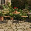 3pcs Folding Patio Bistro Set, Outdoor Round Table and Chairs with Hand-Woven Wicker Seat & Tabletop, Portable Metal Frame Dining Set for Balcony, Garden, Backyard