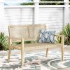 product-open-c22c2047989042e4ba238ac5a8851149-goods Urban Rustic Outdoor Wicker And Acacia Wood Loveseat, Light Multibrown And Light Brown, 34'' H X 5'' X 27.25'' D