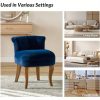product-open-c2709a9542a940379b96ed0563fed1fa-goods Navy Velvet Vanity Stool with Low Back - Modern Upholstered Makeup Chair with Solid Wood Legs, Assembly Compact Dressing Table Chair Suitable for Women & Girls, Bedroom, Living Room, Dressing Table - Stylish Chair