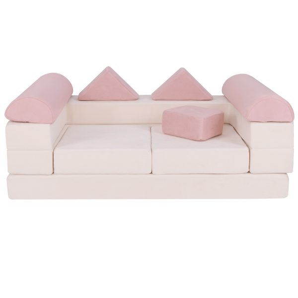 product-open-c2f81e12de4f43669e67b093a28ebca4-goods COSTWAY Modular Play Sofa, Transformable Foam Sofa Set with Suede Fabric Cover, High-Density Foam, Modular Sofa, Furniture for Playroom