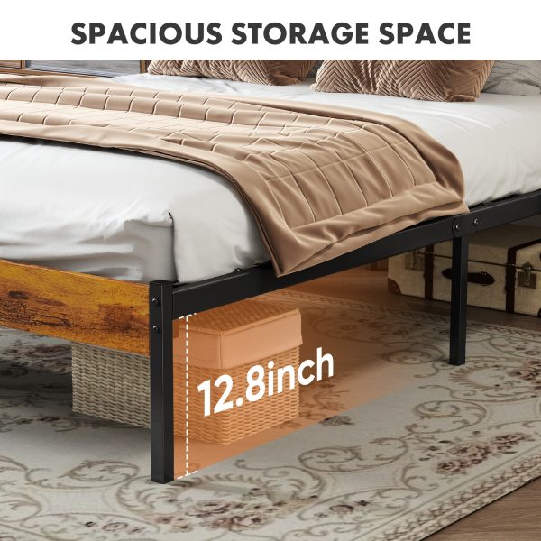product-open-c30fc59b38be4ba2a061a67003d2a185-goods Modern All-Metal Bed Frame with Headboard And Footboard – Tool-Free Assembly, Underbed Storage, No Box Spring – Available in Queen, Full, And Twin Sizes