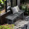 Iron Frame Teak Gray Green HDPE Bench 47in