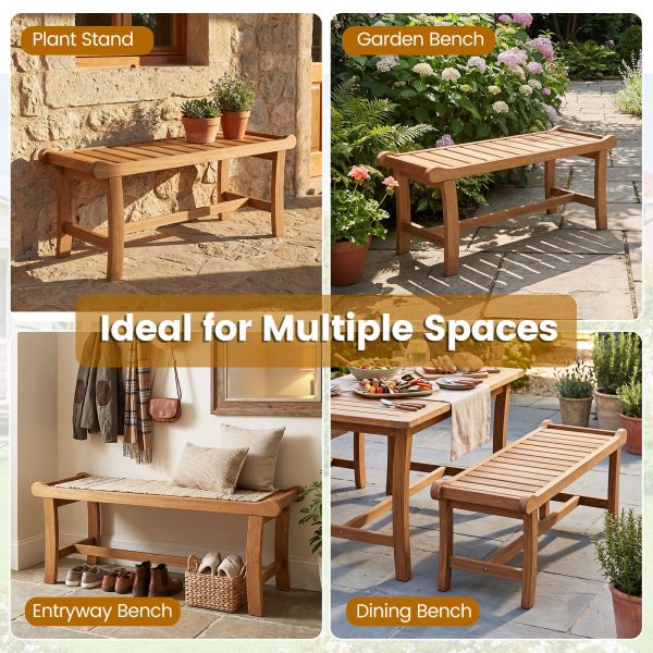 product-open-c3fd9b41b0854926b75f4afd258a5323-goods 2pcs 41.5-Inch Outdoor Wood Bench Set, 2-Person Backless Patio Dining Bench with Slatted Seat And Raised Edges, 530 Lbs Weight Capacity, Rustic Loveseat for Entryway And Living Room
