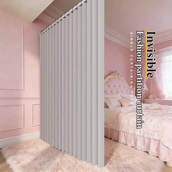 1pc Foldable Room Divider Curtain, Space-Saving Folding Privacy Screen with Hooks, Light-Blocking Polyester Curtain Suitable for Living Room, Bedroom, Kitchen- Modern Home Decoration Divider, Foldable Design, Easy Installation, Durable Fabric, S