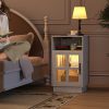product-open-c4836340088643708193492a349ed68a-goods End Tables for Living Room with Charging Station & LED Light, Nightstand with Glass Door & Adjustable Shelf, Bedside Table with USB Ports, Modern Storage Cabinet for Bedroom, Black Smart Side Table