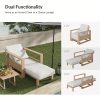 product-open-c4ac34628d324fa5bb3a18dbf0e8d0c0-goods Patio Outdoor Chaise Lounge, Acacia Wood Chaise Lounge Chair with Lumbar Pillow, Adjustable Reclining Poolside Lounge Chair with Thick Padded Cushion, White