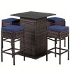 product-open-c5658d8d6bf440408c23c09accb6d2e1-goods LIFEZEAL 5pcs Outdoor Patio Rattan Bar Table and 4 Stools with Hidden Storage Shelf, Cushion Chairs - -Weather PE Rattan & Frame, Red/Black/Navy/Beige Wicker Furniture for Poolside,, Backyard (Complete Set)
