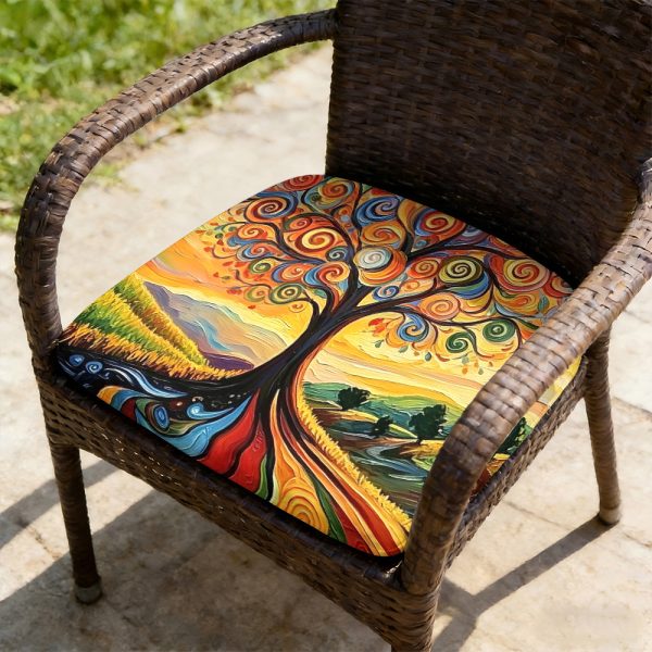 product-open-c60eefcbcc4f4c908df2980fbdb1adf7-goods 1pc Spiral Flower Tree Pattern Courtyard Chair Seat Cushion, Indoor And Outdoor Seat Cushions, Back Cushions, Size 19.7*17.7*1.57inch, Suitable for Garden Chairs, Office Chairs And Floor Seats. Soft And Comfortable