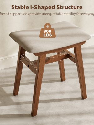 Solid Wood Vanity Chair, 18.5 Inch Height Vanity Stool, Chair for Bedroom, Durable And Sturdy, Padded Seat, Modern Easy, Home Decor Additions, Limited-Time Flash, Free Shipping