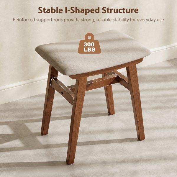 product-open-c67324455d1d420abf219e6cbeb9e415-goods Solid Wood Vanity Chair, 18.5 Inch Height Vanity Stool, Chair for Bedroom, Durable And Sturdy, Padded Seat, Modern Easy, Home Decor Additions, Limited-Time Flash, Free Shipping