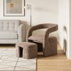 1pc Modern Accent Living Room Chair Set with One Ottoman, Upholstered Barrel Sherpa Lounge Side Chair, Comfy Side Reading Reclining Chair for Living Room, Bedroom, Apartment, Reading Room, Office