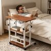 product-open-c6aa768ba9cf442281234efe2256e56d-goods Height Adjustable Computer Desk with Storage Shelf and Wheels, Mobile Rolling Desk for Home Office, Small Space Study Workstation Desk