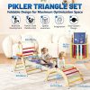 product-open-c6beed3218474772a0751464134f3e74-goods 8in 1 Pikler Triangle Climbing Set Foldable Indoor Jungle Gyms for Toddlers Baby Indoor Playards Jungle Gym with Oval-shaped Crossbar Design Wooden Climbing Set for Toddler to Inspire Children's Exploration