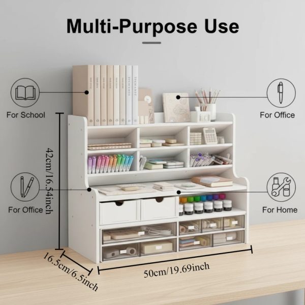 product-open-c6ca1becb19b4a0bab476176b5085809-goods Desktop Storage Box, Multi-Tiered Desktop Shelf, Requires Manual Assembly, Suitable for Stationery, Cosmetics, Office Supplies | Space-Saving Partitioned Storage Box, a Great Valentine'S Day Gift Choice for Family Or Girlfriend