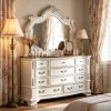 product-open-c73f10e1dbc54228a8b25fa1c43e1238-goods Luxury White 1pc Dresser Dovetail Drawers Genuine Marble Top Bronze Round Knob and Hanging Pulls BedroomEasy to Install Storage Unit Ready to Use Out of Box