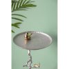 product-open-c815f47e02e641a8abfef5465e6e9d10-goods 16.9x16.9x28' Round Aluminum Side Table with Sier Branch Design and Golden Bird Accents