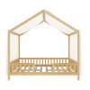 product-open-c84e25e3e10443fab8acde99e99aeb9e-goods Full Bed Frame for Kids, House Shape Bed Frame with High Railings, Wood Kids Bed with Roof, Kid Full Bed, Natural