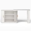 Adjustable Vanity Desk with Rolling Shutter, L-Shape Corner Makeup Table Featuring Shelves, Bedroom Storage Solution in White