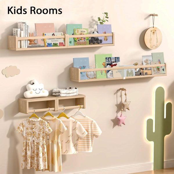 product-open-c8c315abd8374218bed57055a709827d-goods 5pcs White Nursery Bookshelves Set - DIY Floating Shelves with 5-Tier Storage (32in, 2x16.5in, 2x10in) - Wall-Mounted Kids Room Shelving Suitable for Nursery, Room, Kids' Room - Easy Assembly, Space-Saving Bookcase