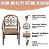 9pcs Cast Aluminum Outdoor Patio Dining Set - Ornate Scrollwork Design, Weather-Resistant Rust-Proof Frame, Square Table & 6 Cushioned Chairs, Suitable for Garden, Backyard & Poolside