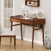 product-open-c9a6bdadc9d94ba691c5a9c7cd50e9c8-goods COSTWAY Extra Long 39.5" Bamboo Computer Desk with 2 Storage Drawers & Open Shelf - Heavy-Duty Writing Desk, Space-Saving Home Office Desk, Natural Brown Finish, Easy Assembly, Sturdy Bamboo Construction for Study, Living Room