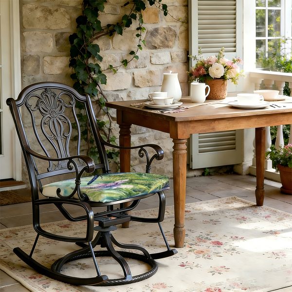 product-open-ca3289234166443e8c0328bb8cfa7042-goods 1pc Silent Winged Dragonfly Pattern Courtyard Chair Seat Cushion, Indoor And Outdoor Seat Cushions, Back Cushions, Size 19.7*17.7*1.57inch, Suitable for Garden Chairs, Office Chairs And Floor Seats. Soft And Comfortable
