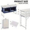 product-open-ca671118347f4d69951ac069b3a92489-goods Bonnlo 4ft Folding Table with Storage Aluminum Camping Picnic Table Adjustable Height for Outdoor Beach BBQ Backyards Travel Party Garden Patio Folding Dining Table Black/ White Foldable Table Camping Gear and Equipment