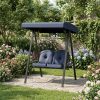 product-open-ca8db0410d9f4f18ba52377aa5b20a53-goods Outdoor 2-Person Porch Swing, Cushioned Loveseat Swing with Stand, Adjustable Canopy and Heavy-Duty Metal Frame for Porch, Backyard, Garden