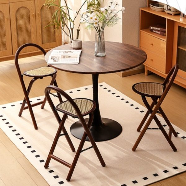 product-open-caea9ddc9b2c406fb98a3631d1853192-goods 1pc, Bamboo Portable Rattan Folding Stool with Handle, Home Dining Chair, Vintage Style Leisure Chair, Space Saving - Perfect for Restaurant, Living Room, Kitchen, Bar, Dormitory