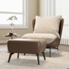 product-open-cb3e21452e344ad6996ad5fe9c80ef22-goods Modern Single Sofa Chair with Ottoman Footrest - Comfortable Armchair with Armrests, Solid Wood Frame & Cushioned Seat, Beige/ Brown/Black/Navy Blue/Gray Upholstered Fabric Accent Chair for Living Room, Bedroom, Balcony - Easy Assembly Required, Space-Saving Design, Foam Padding & Sturdy Hardwood Construction, Minimalist Style, Versatile for Reading or Relaxing