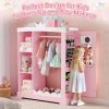product-open-cb48b666470a43da9f97f0d41d4870df-goods Kids Armoire with Jewelry Cabinet, Dress up Storage with Mirror and Shelves, Princess Dress Closet and Costumes Wardrobe Closet, Costume Organizer for Bedroom, Kids Room, Girls