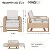 product-open-cb95797b68b34358983b428a8416b6de-goods Patio Outdoor Chaise Lounge, Acacia Wood Chaise Lounge Chair with Lumbar Pillow, Adjustable Reclining Poolside Lounge Chair with Thick Padded Cushion, White