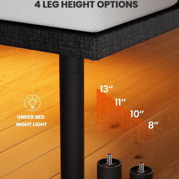product-open-cb9619bb1fa44e049a6b2297cadf19bc-goods Adjustable Bed Frame with Massage, Head And Foot Incline, Wireless Remote, 4 Built-In USB Ports, LED Night Light, 4 Height-Adjustable Legs, Electric Bed Base, Christmas Gifts