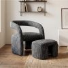 1pc Modern Accent Living Room Chair Set with One Ottoman, Upholstered Barrel Sherpa Lounge Side Chair, Comfy Side Reading Reclining Chair for Living Room, Bedroom, Apartment, Reading Room, Office