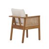 product-open-cbae5f68cb5e4a229b0280539ecb5c89-goods Set of 2 Outdoor Acacia Wood Dining Chairs - Patio Armchair with Natural Rattan Backrest, Cream Washable Cushion, Non-Slip Feet for Backyard Poolside Garden
