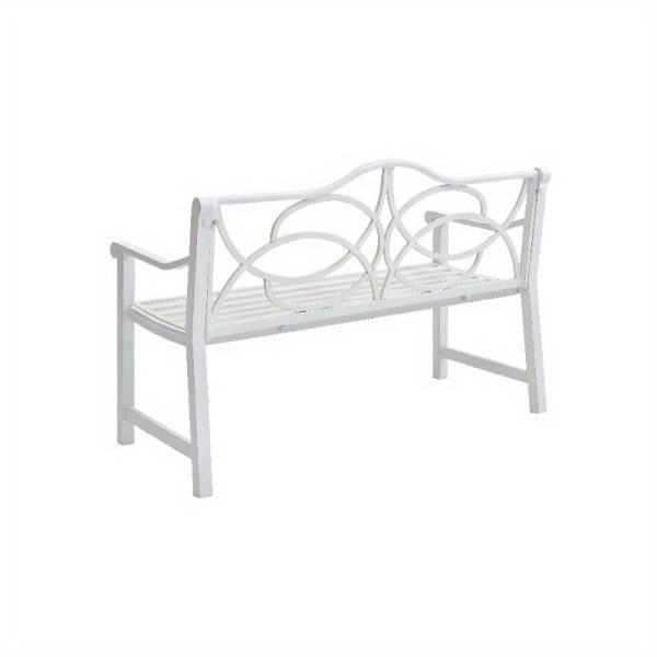 Outdoor Heavy-Duty White Iron-Look Steel Garden Bench with Backrest & Armrests - 2-3 Seater Slatted Park Bench, White Metal Frame for Patio, Porch, Balcony, Yard - Durable Low-Maintenance Furniture (No Wood), Garden Seat, Garden Bench Seat, Benches For Outside, Garden Furniture, Balcony Furniture, Patio Furniture, Bench Seating, Patio Bench, Bench Seat Indoor, Outside Bench