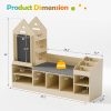 Bookshelf Featuring a Cozy Reading Corner, Wooden Organizer for Storage Equipped with a Chalkboard And Bench, Ideal Reading Nook for Boys And Girls, Shelf Suitable for Bedroom, Nursery, Or Playroom, Crafted from Natural Oak