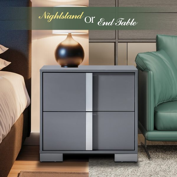 product-open-cbfe52bbcc1f421a8784f33811394f09-goods Modern Nightstand with Drawers - High-Gloss Bedside Table Suitable for, MDF/Fiberboard, Space-Saving End Table with Pull Handle, Assembly for Small Bedrooms & Contemporary Decor, Assembly Required