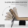 Outsunny 2pcs Folding Chaise Lounge with 5-Level Reclining Back, Outdoor Tanning Chair with Reading Face Hole, Outdoor Lounge Chair with Side Pocket And Headrest for Beach, Yard, Patio, Beige