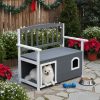 Wooden Bench for Outdoors, Versatile Garden Furniture with Dog Shelter and Storage Area, Ideal for Patios, Yards, and Verandas