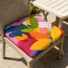 product-open-cc3eaf1506724970aeef9398fc07a93e-goods 1pc Memphis-Style Flowers Pattern Leisure Seat Cushions, Indoor And Outdoor Seat Cushions, Back Cushions, Size 19.7*17.7*1.57inch, Suitable for Garden Chairs, Office Chairs And Floor Seats. Soft And Comfortable